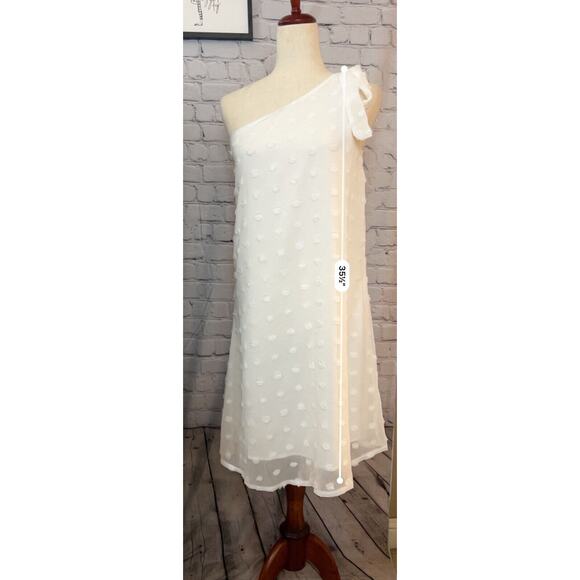 KOJOOIN One Shoulder Swiss Dot Relaxed Dress Women’s S New - Picture 3 of 8